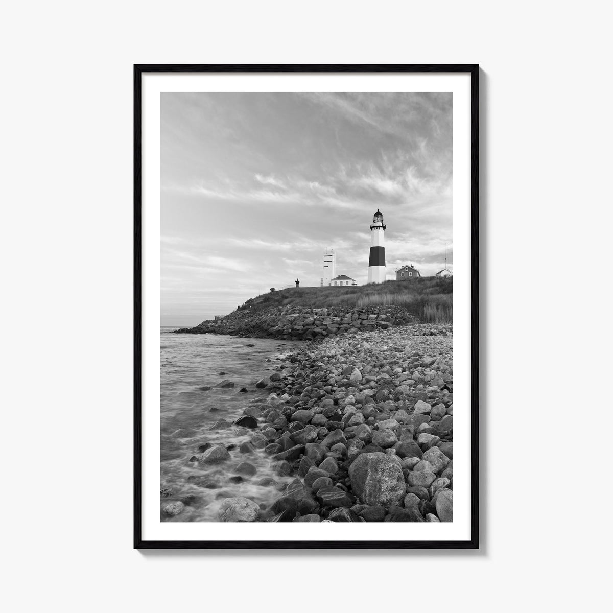Long Beach Island black & white photo poster of New Jersey, USA – vertical wall art, unframed print shown in interior mockup