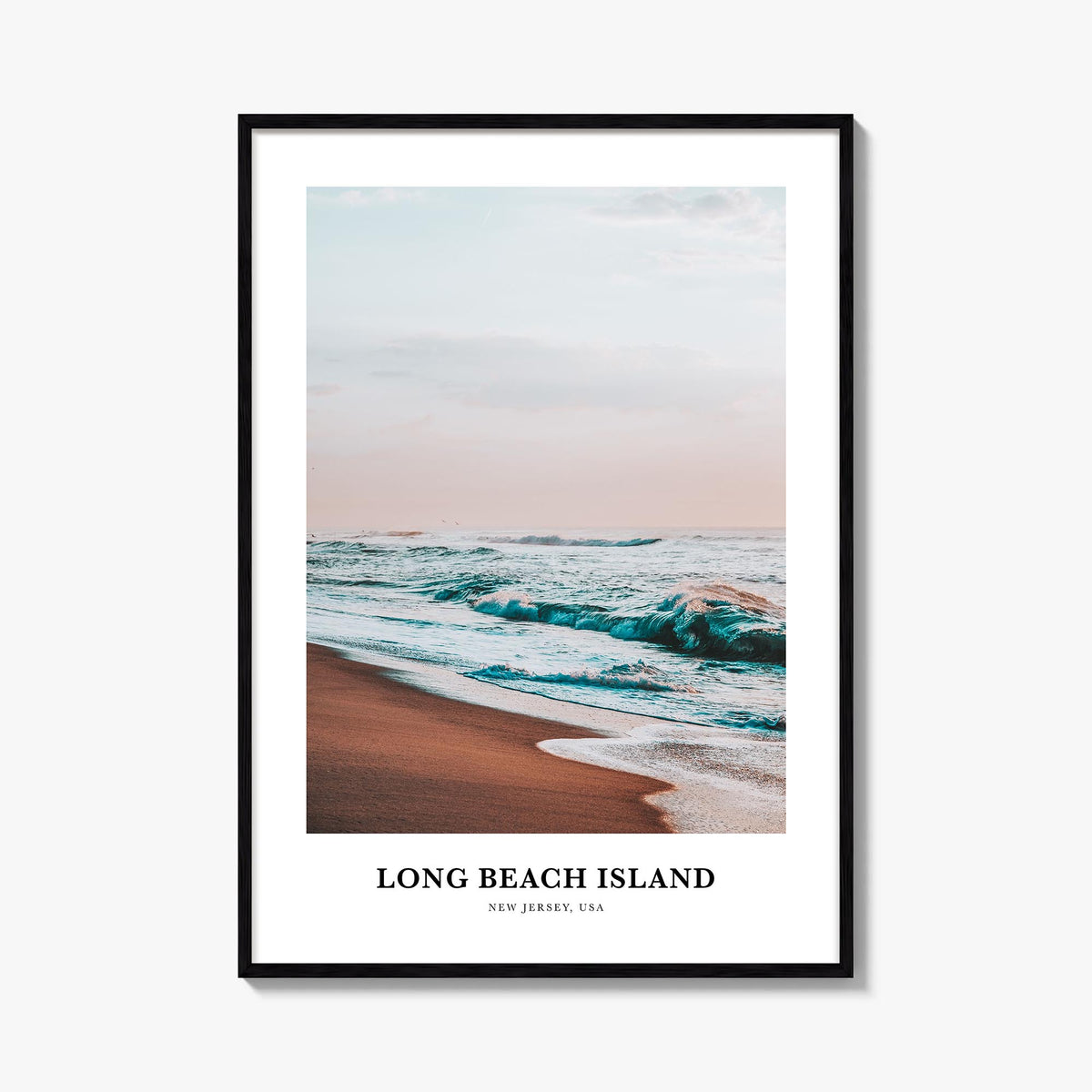 Long Beach Island no. 1 colorful classic poster of New Jersey, USA – vertical wall art, unframed print shown in interior mock