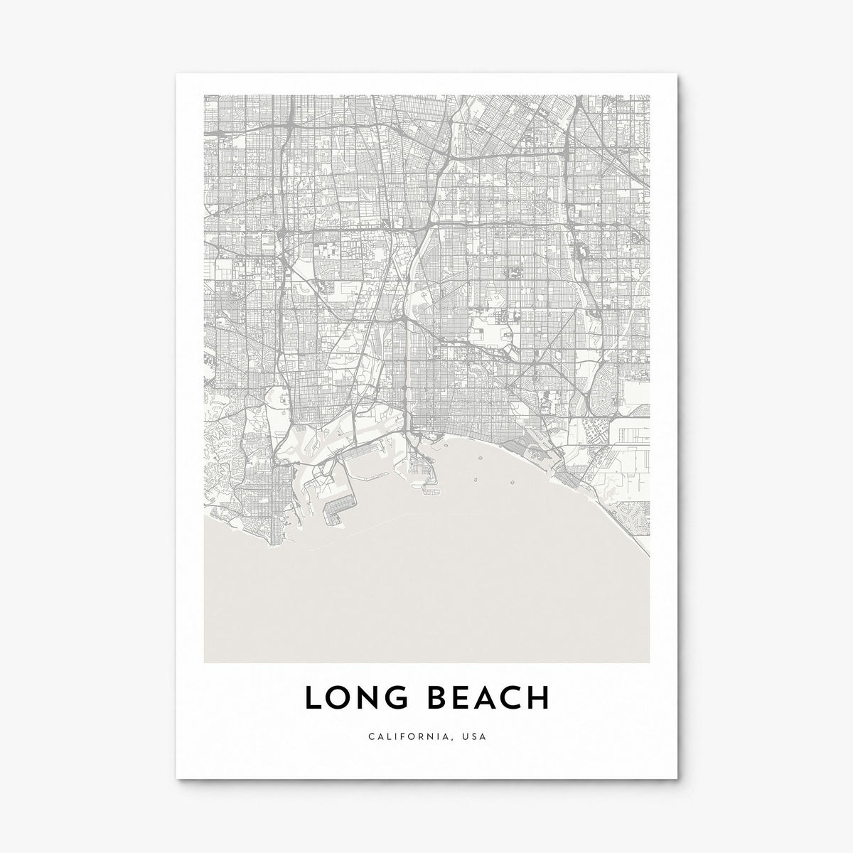 Long Beach Map Poster, print only (unframed)