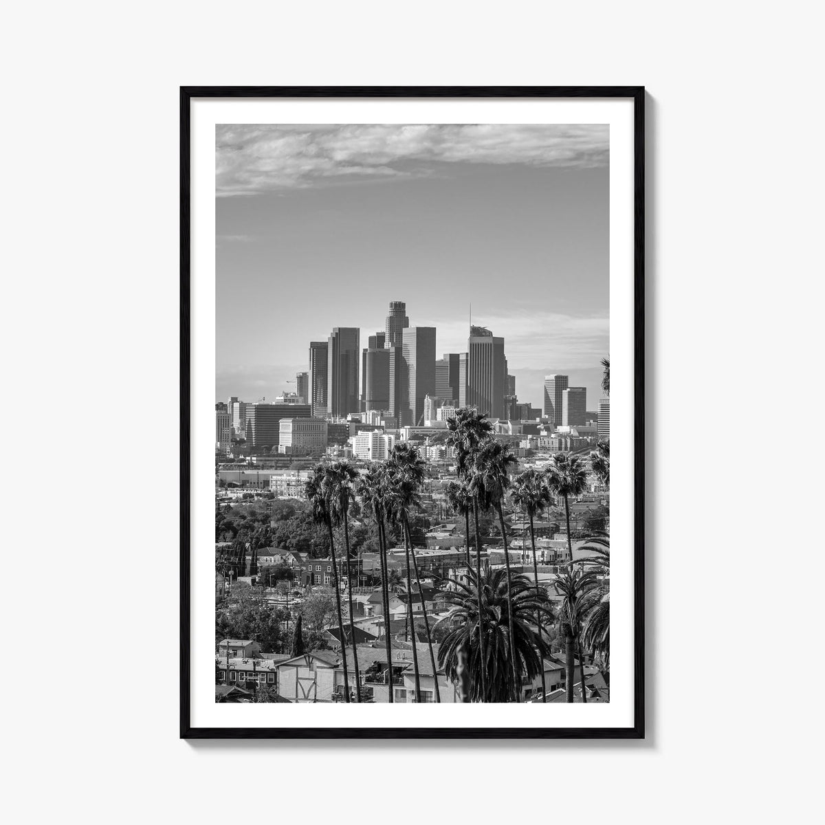 Los Angeles no. 1 black & white photo poster of California, USA – vertical wall art, unframed print shown in interior mockup