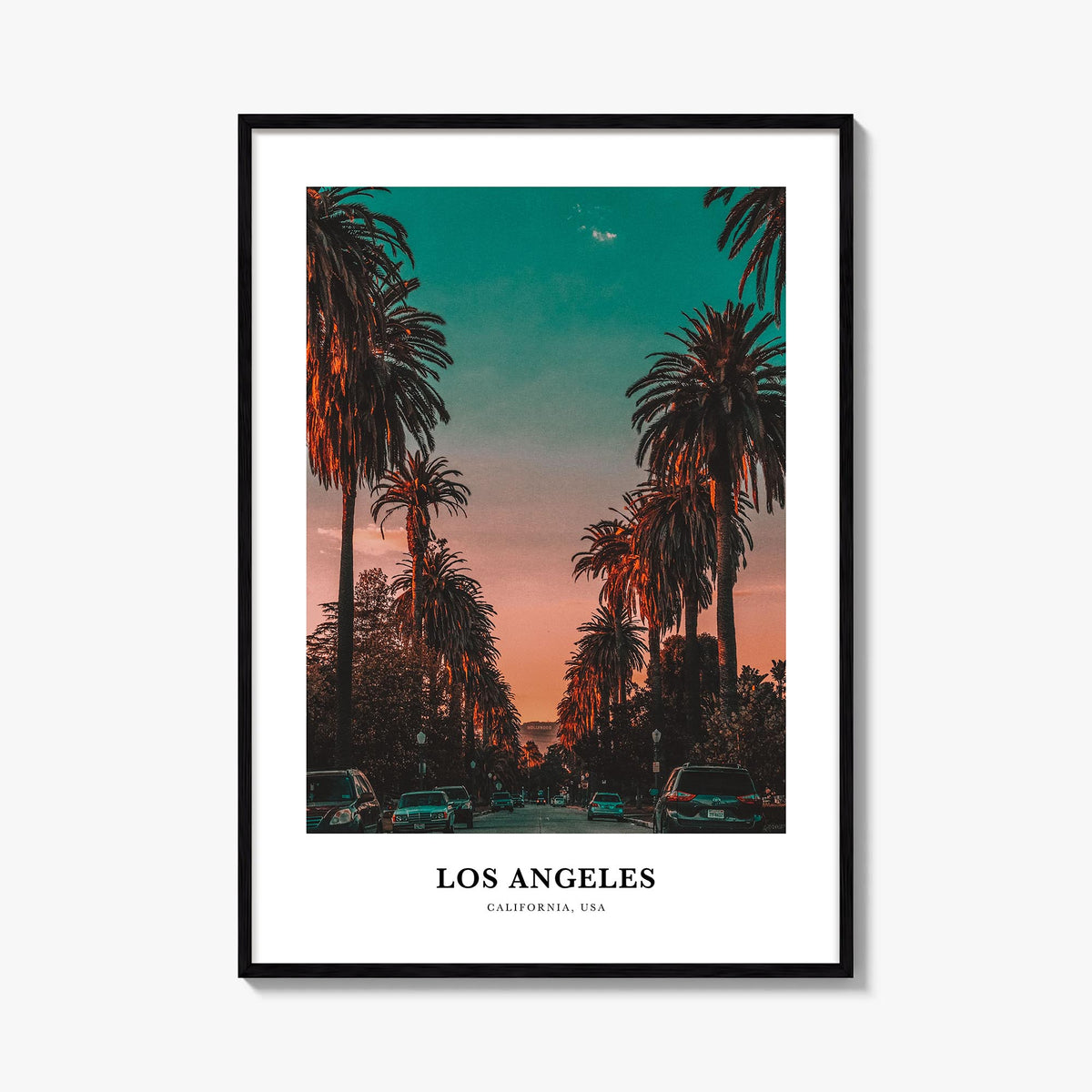 Los Angeles no. 3 colorful classic poster of California, USA – vertical wall art, unframed print shown in interior mockup