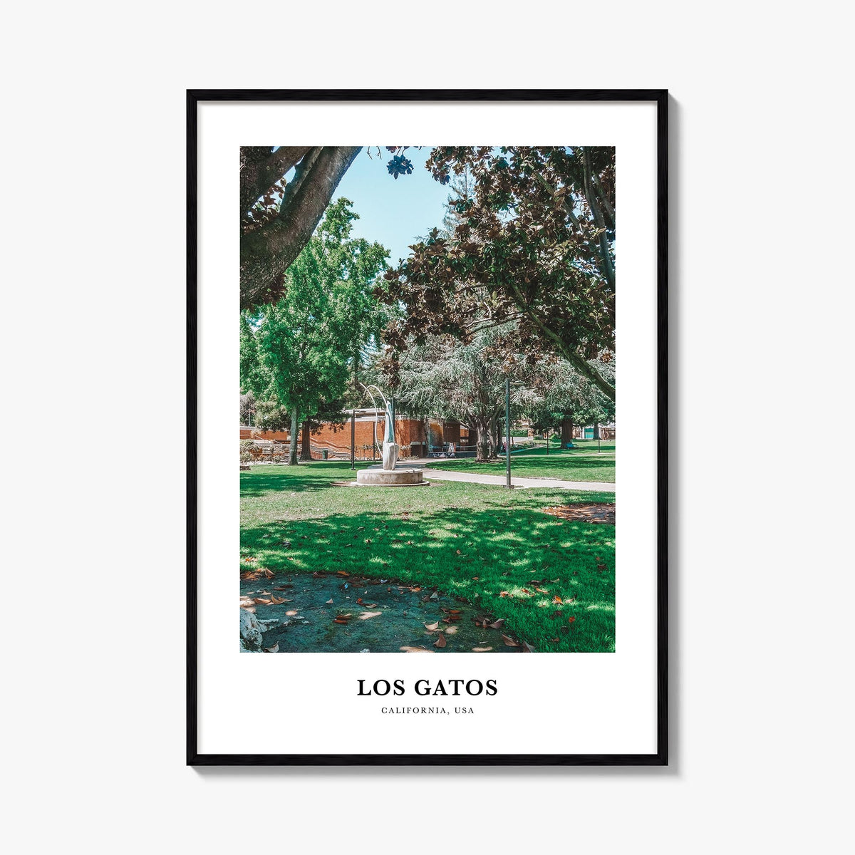 Los Gatos colorful classic poster of California, USA – vertical wall art, unframed print shown in interior mockup