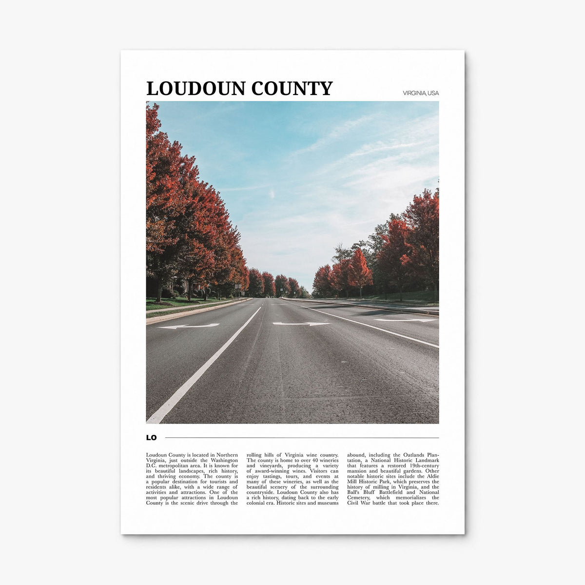 Loudoun County Travel Poster, print only (unframed)