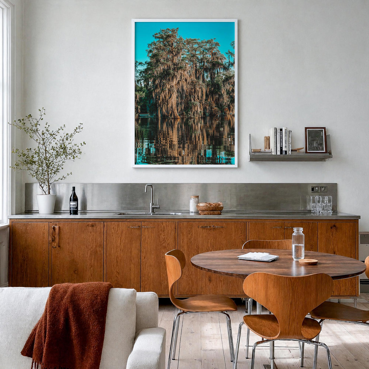 Louisiana no. 1 colorful photo poster of United States – vertical wall art in white wood frame, hanging on wall