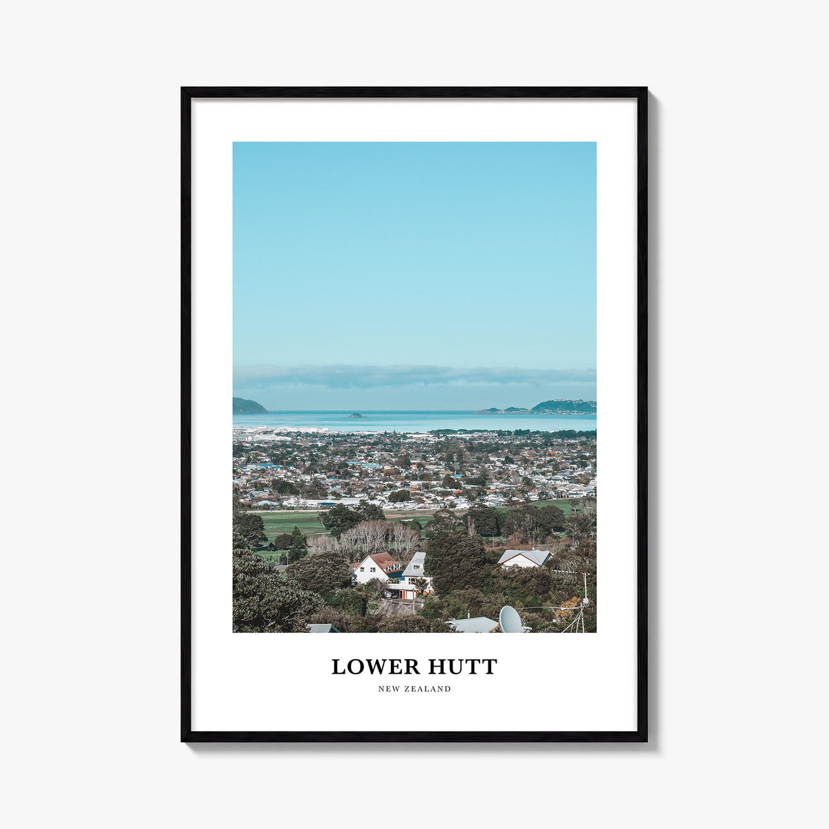 Lower Hutt colorful classic poster of New Zealand – vertical wall art, unframed print shown in interior mockup