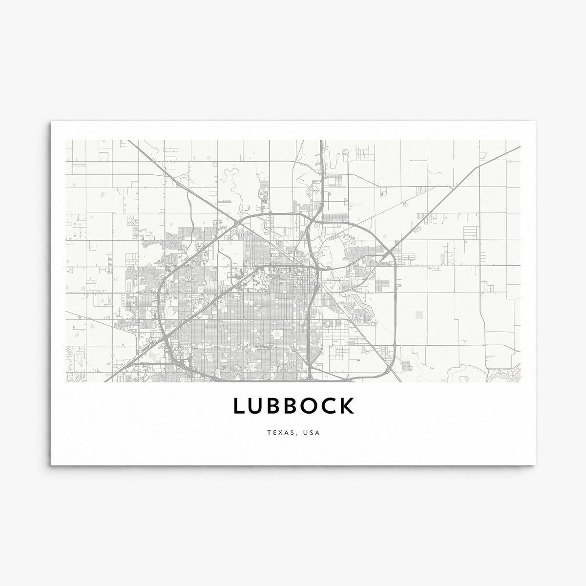 Lubbock Map Poster, print only (unframed)