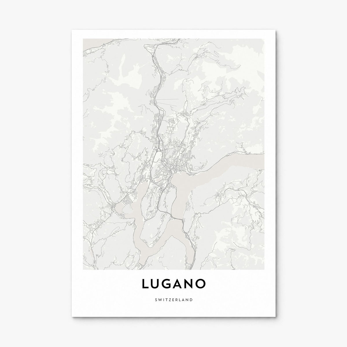Lugano Map Poster, print only (unframed)