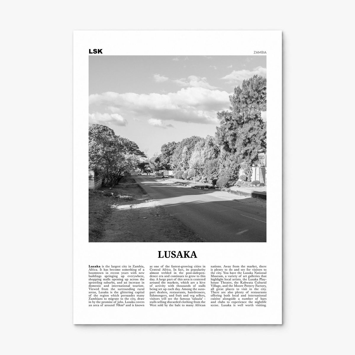 Lusaka Newspaper Poster, print only (unframed)