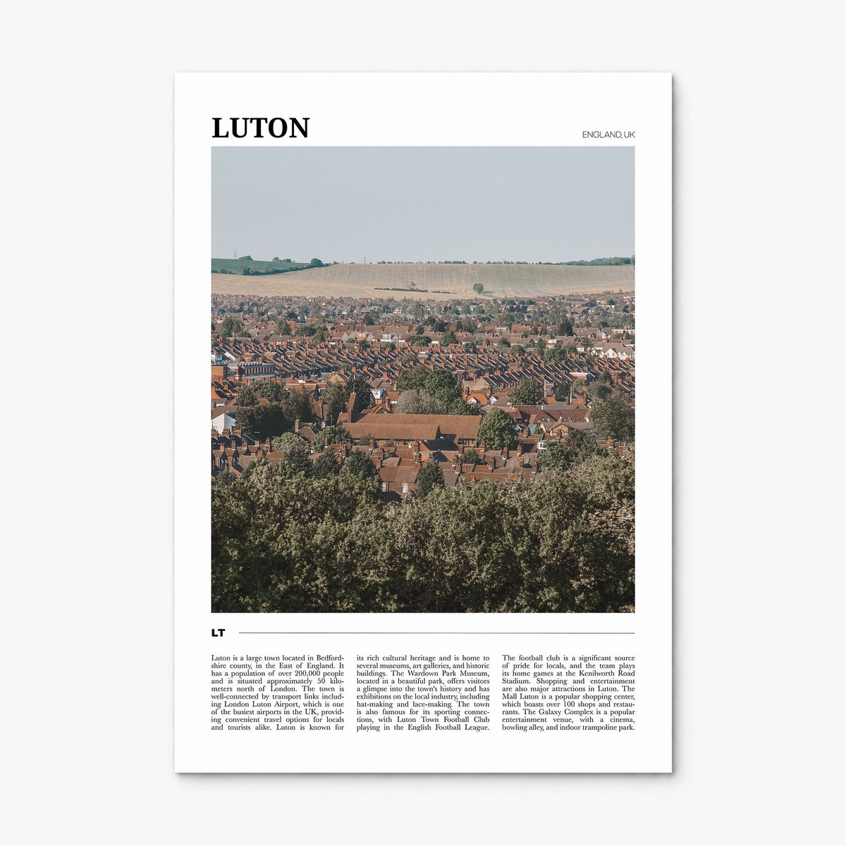 Luton Travel Poster, print only (unframed)