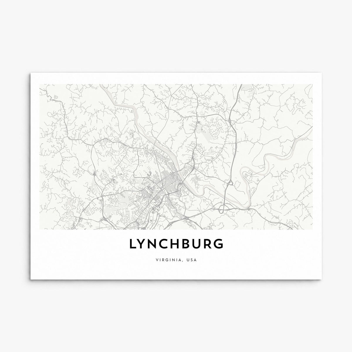 Lynchburg Map Poster, print only (unframed)