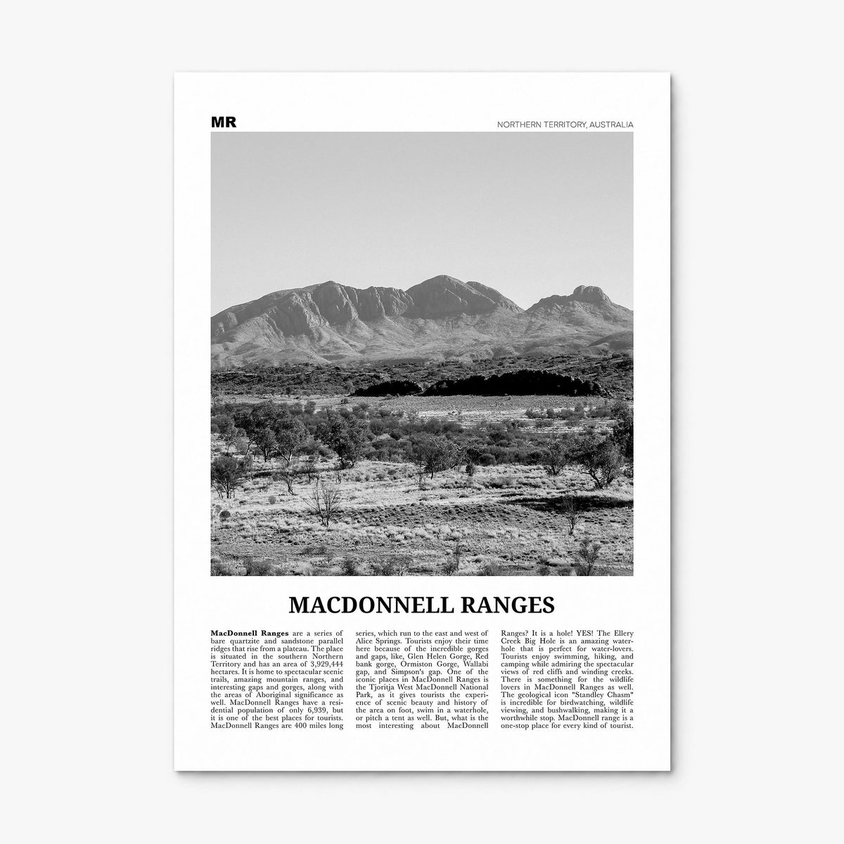 MacDonnell Ranges Newspaper Poster, print only (unframed)