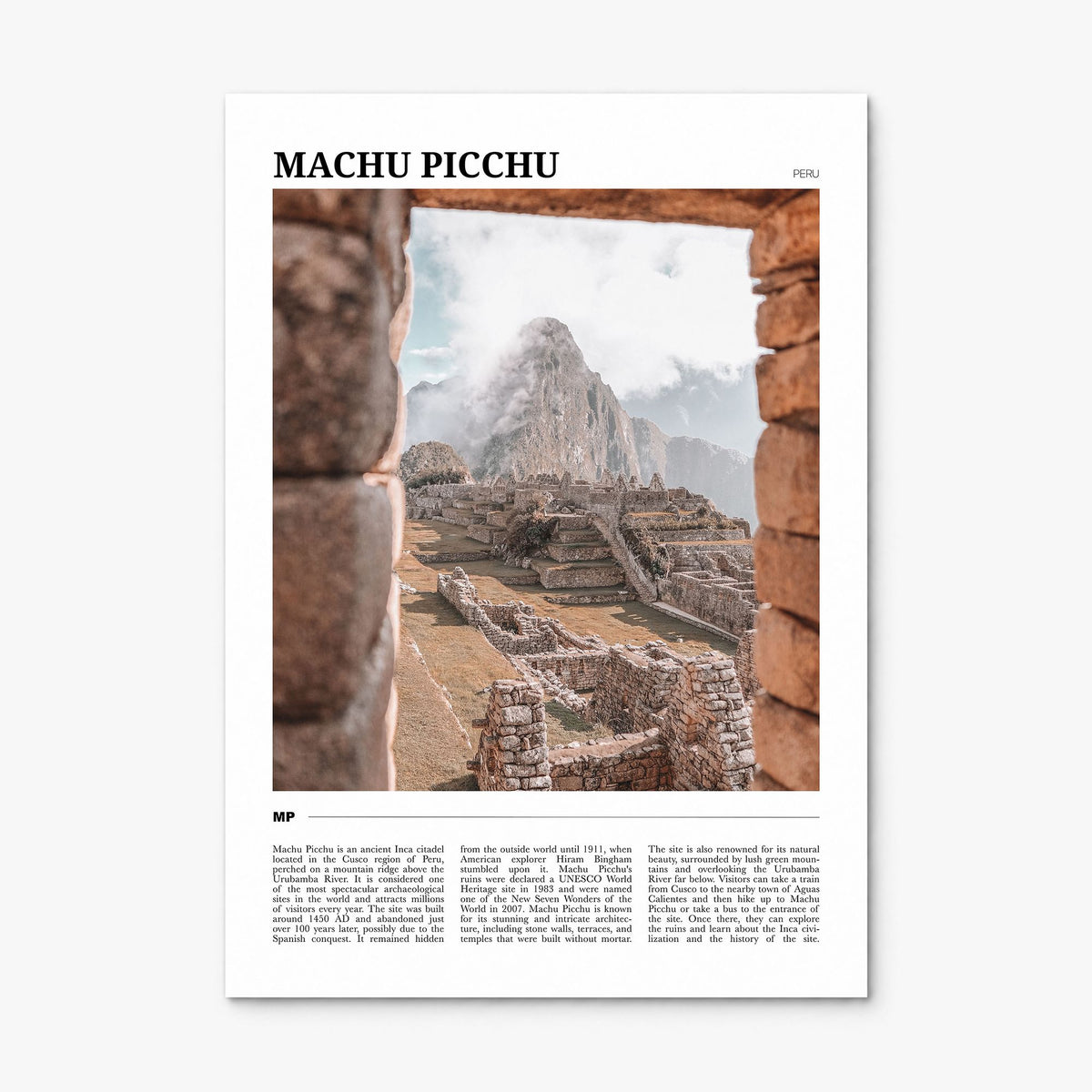 Machu Picchu Travel Poster, print only (unframed)