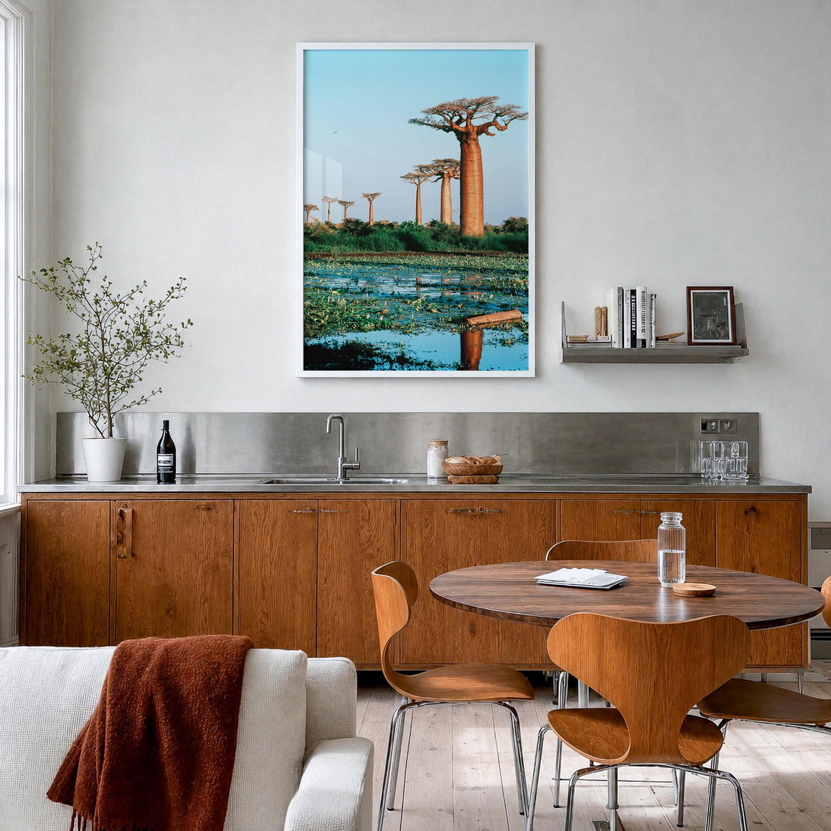 Madagascar colorful photo poster of Africa – vertical wall art in white wood frame, hanging on wall