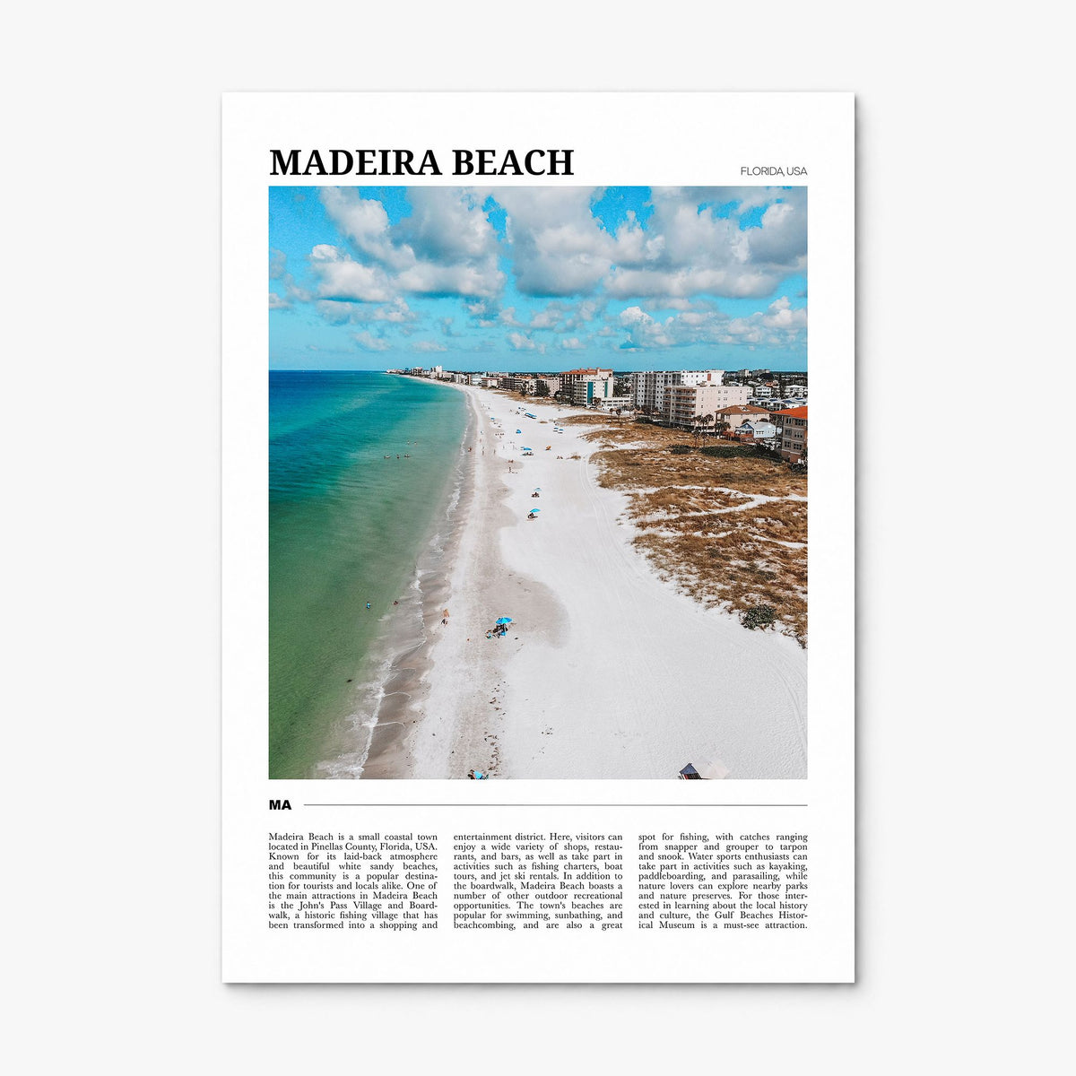 Madeira Beach Travel Poster, print only (unframed)