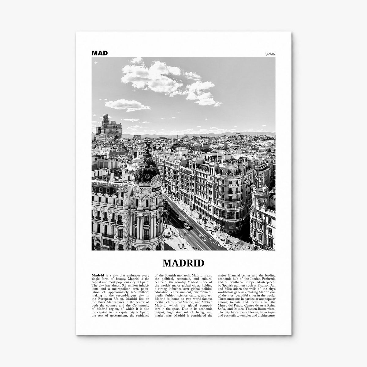 Madrid Newspaper No 1 Poster, print only (unframed)