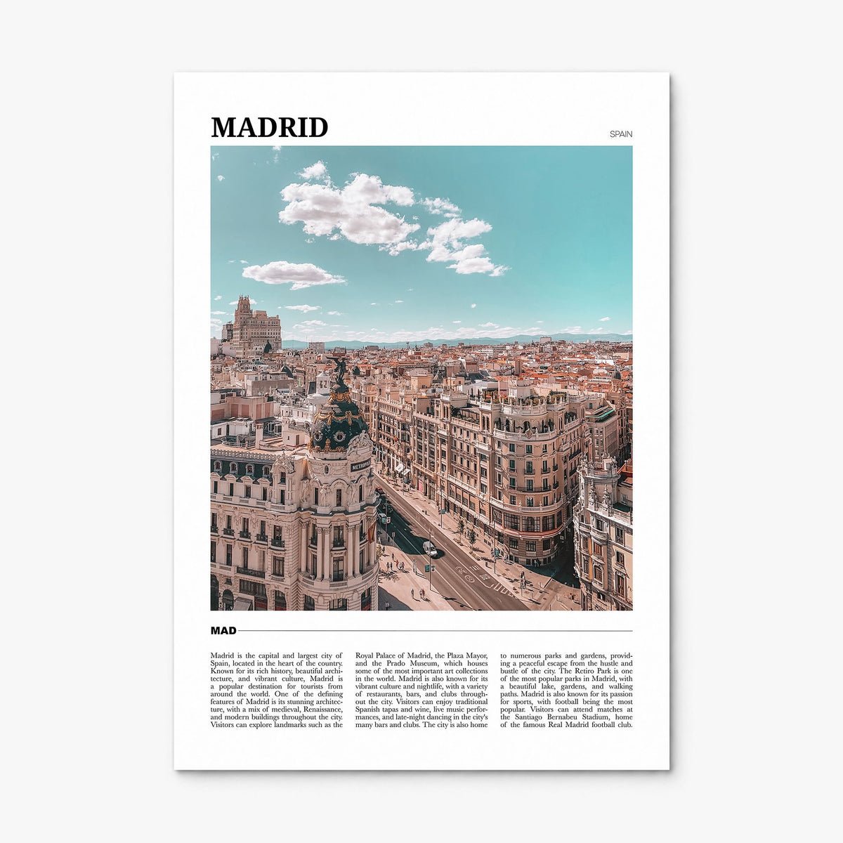 Madrid Travel Poster, print only (unframed)