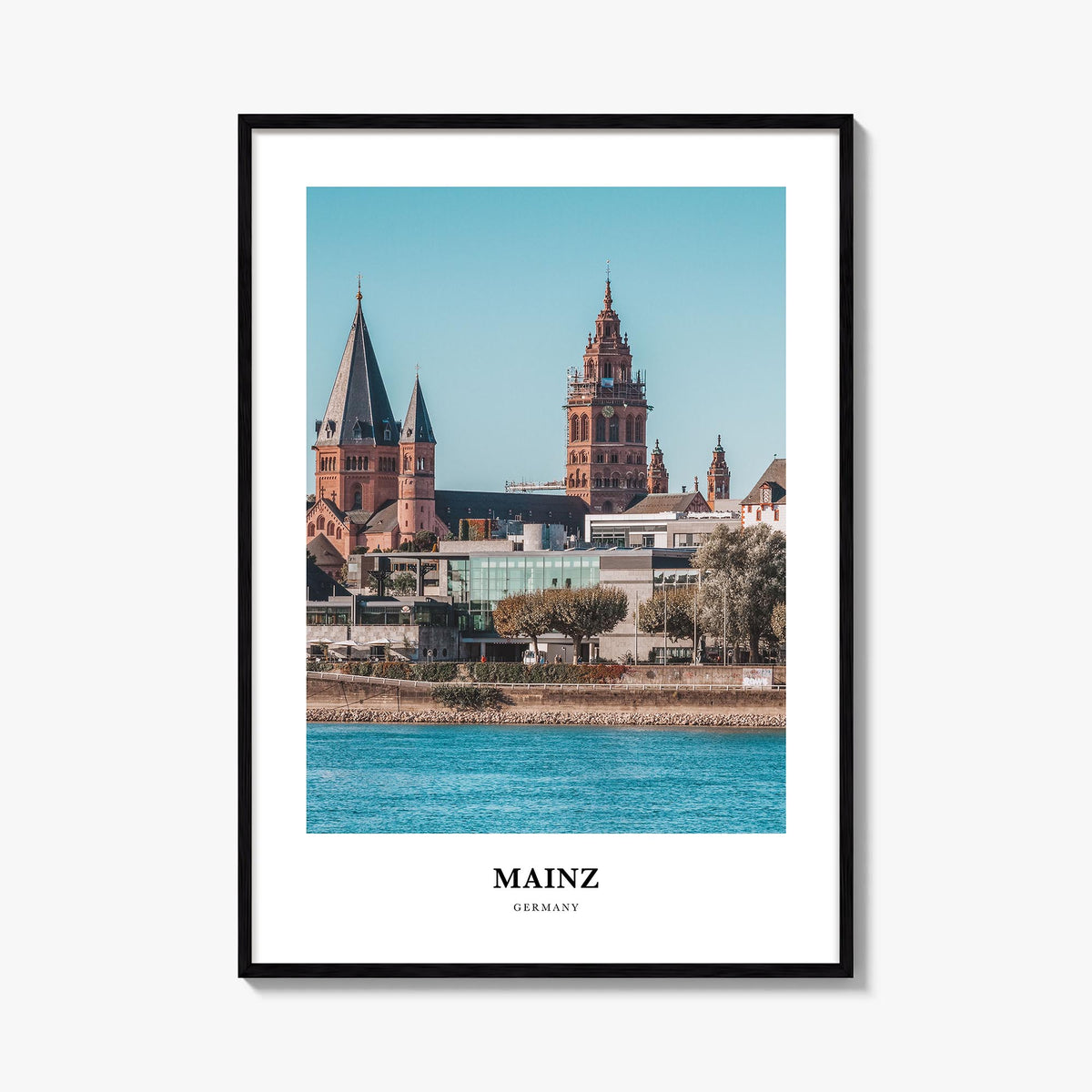 Mainz colorful classic poster of Germany – vertical wall art, unframed print shown in interior mockup