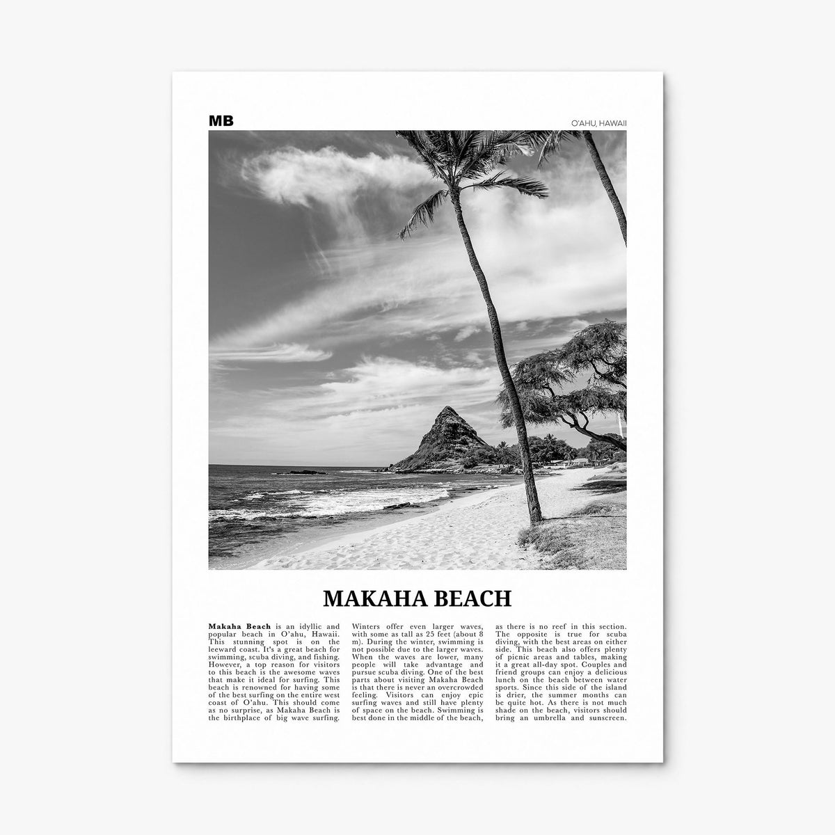 Makaha Beach Newspaper Poster, print only (unframed)