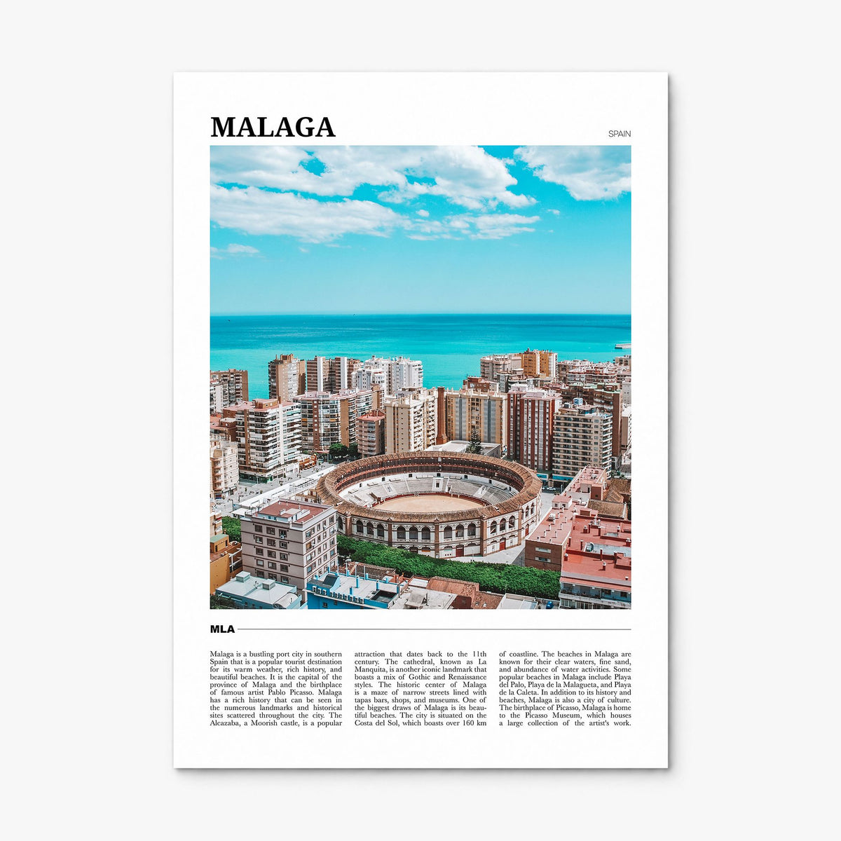 Málaga Travel Poster, print only (unframed)