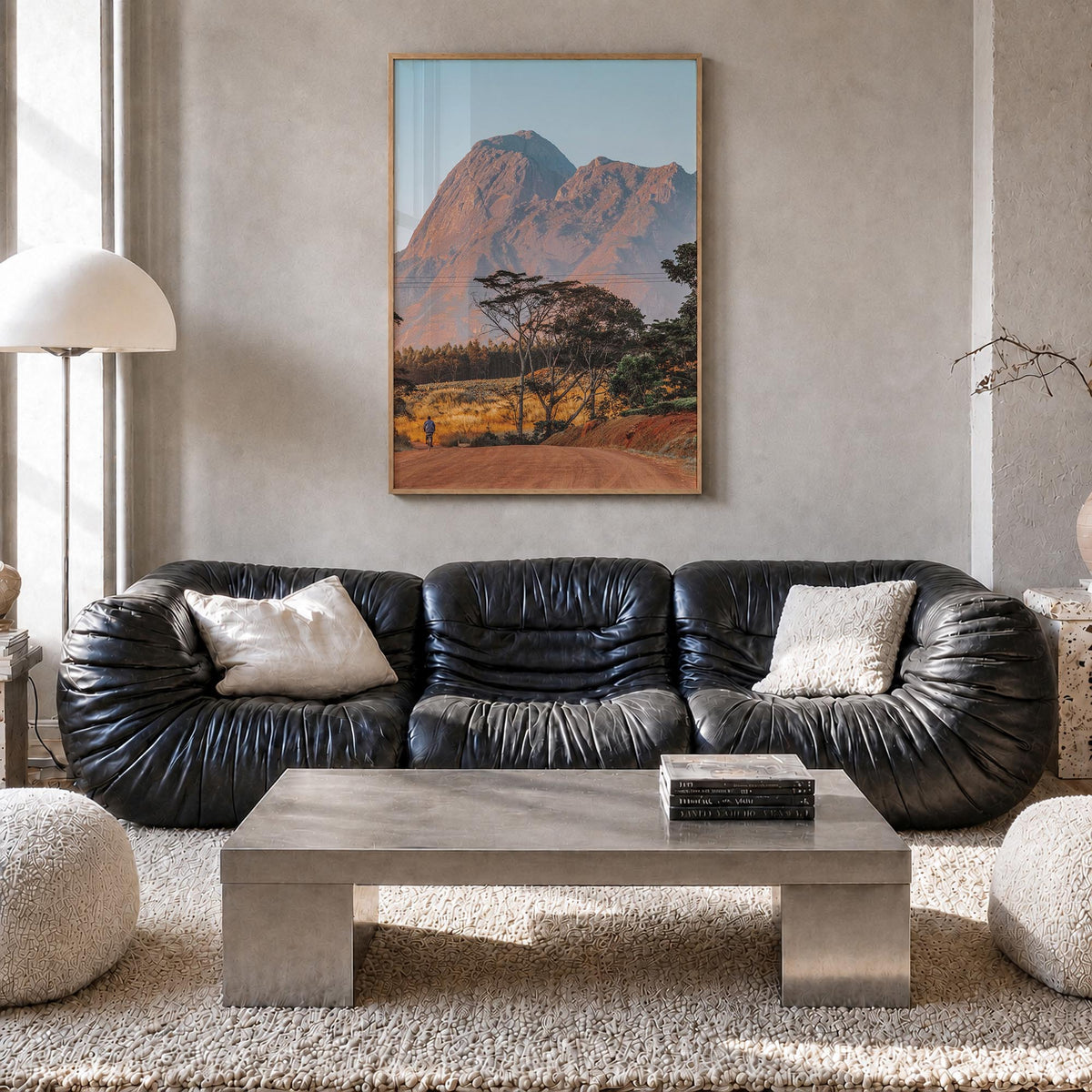 Malawi colorful photo poster of Africa – vertical wall art in natural wood frame, hanging on wall
