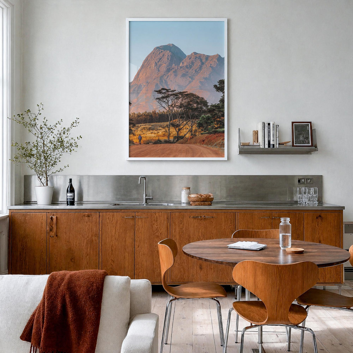 Malawi colorful photo poster of Africa – vertical wall art in white wood frame, hanging on wall
