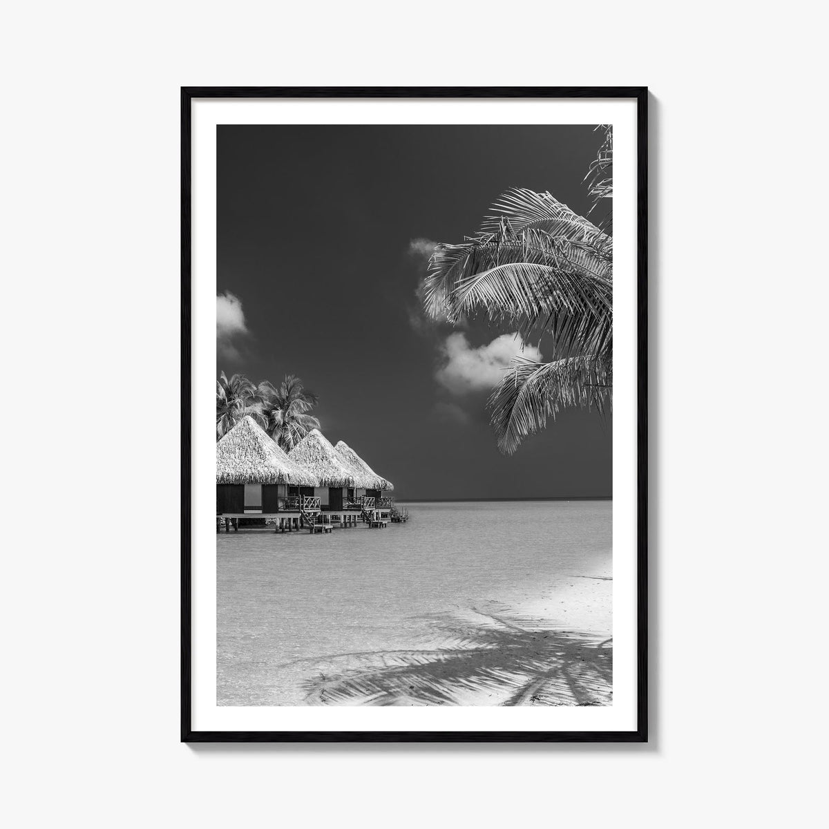 Maldives black & white photo poster of Asia – vertical wall art, unframed print shown in interior mockup