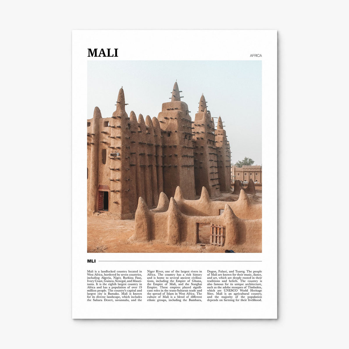 Mali Travel Poster, print only (unframed)