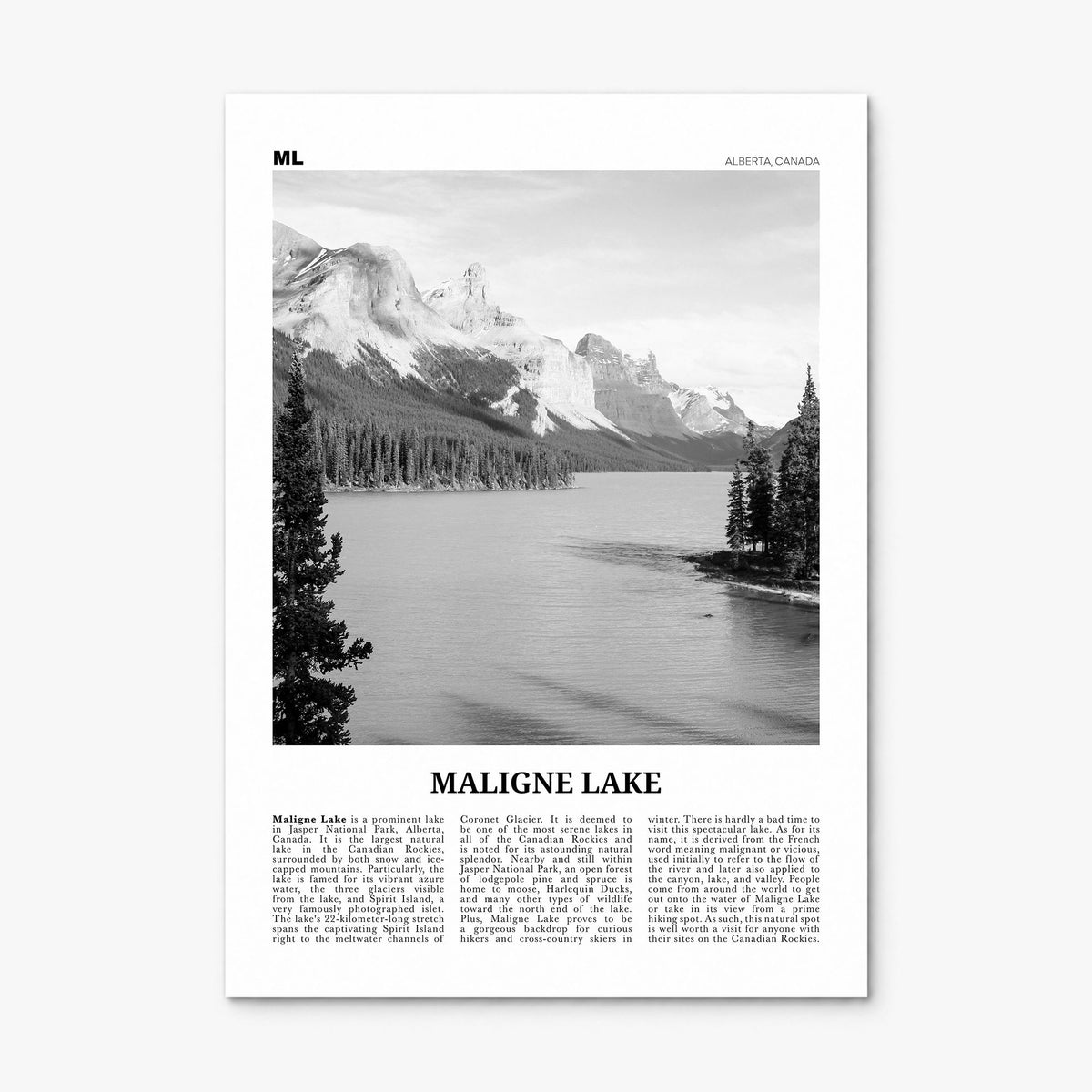 Maligne Lake Newspaper Poster, print only (unframed)