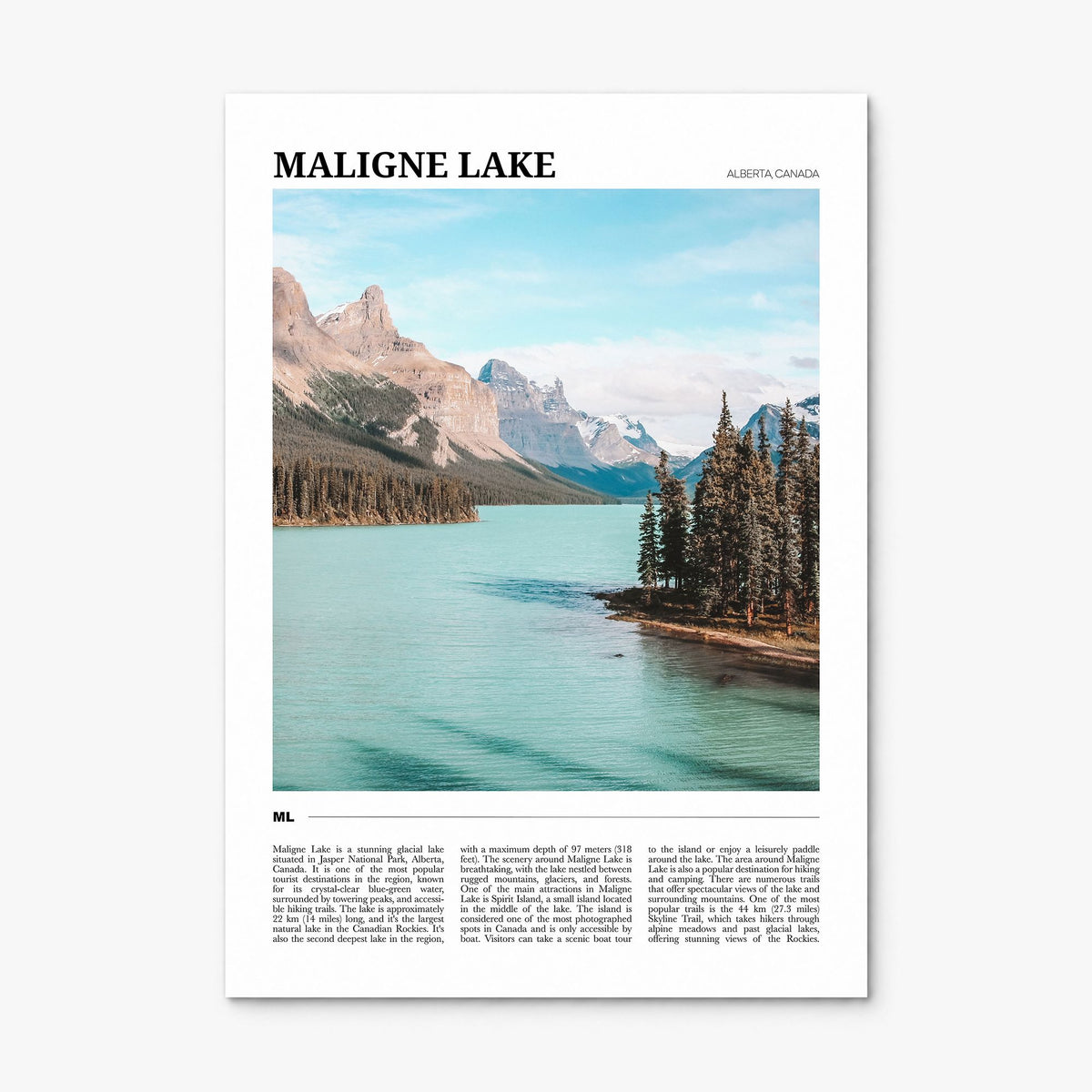 Maligne Lake Travel Poster, print only (unframed)