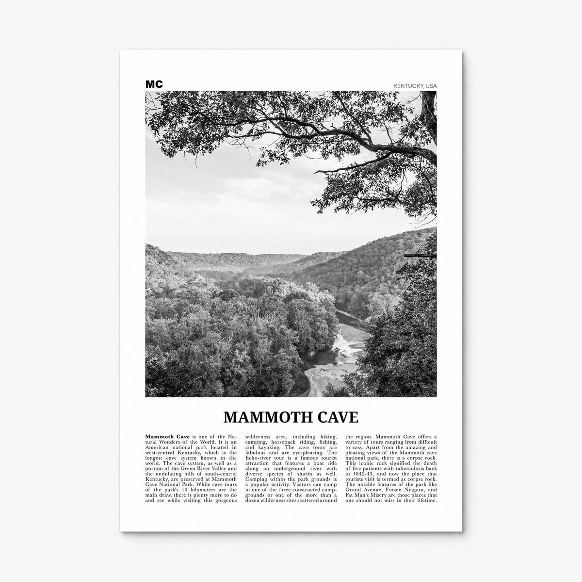 Mammoth Cave Newspaper Poster, print only (unframed)