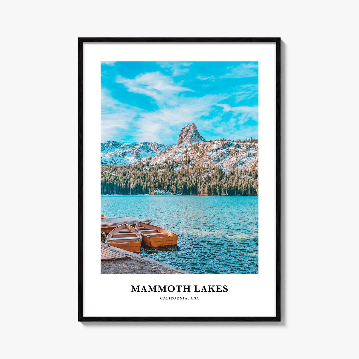 Mammoth Lakes colorful classic poster of California, USA – vertical wall art, unframed print shown in interior mockup