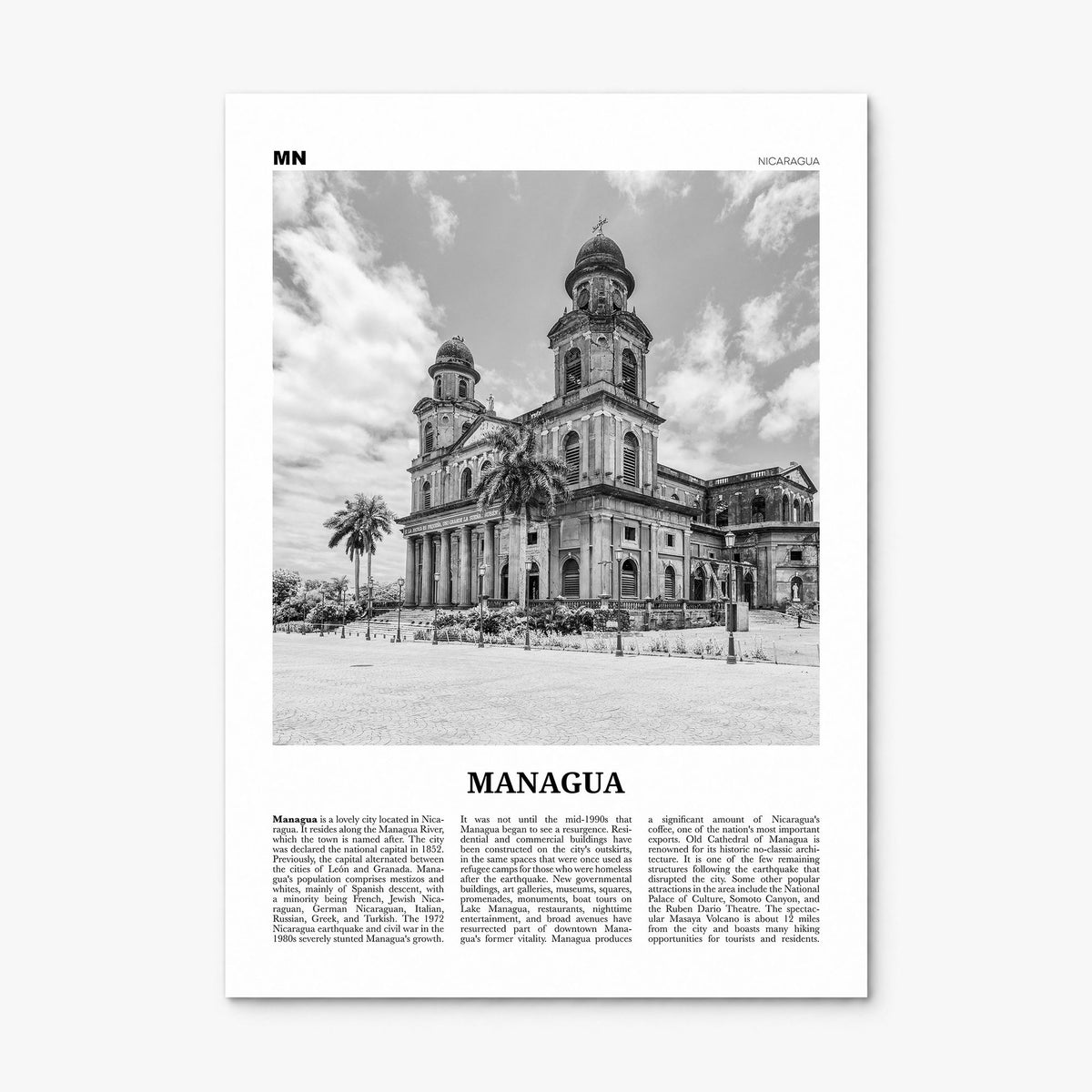 Managua Newspaper Poster, print only (unframed)