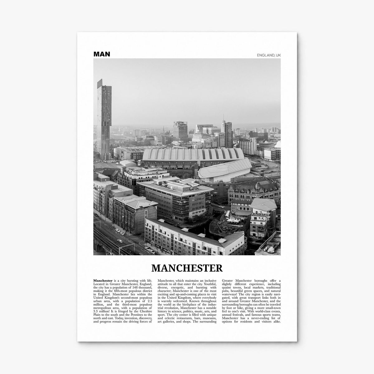 Manchester, England Newspaper No 2 Poster, print only (unframed)