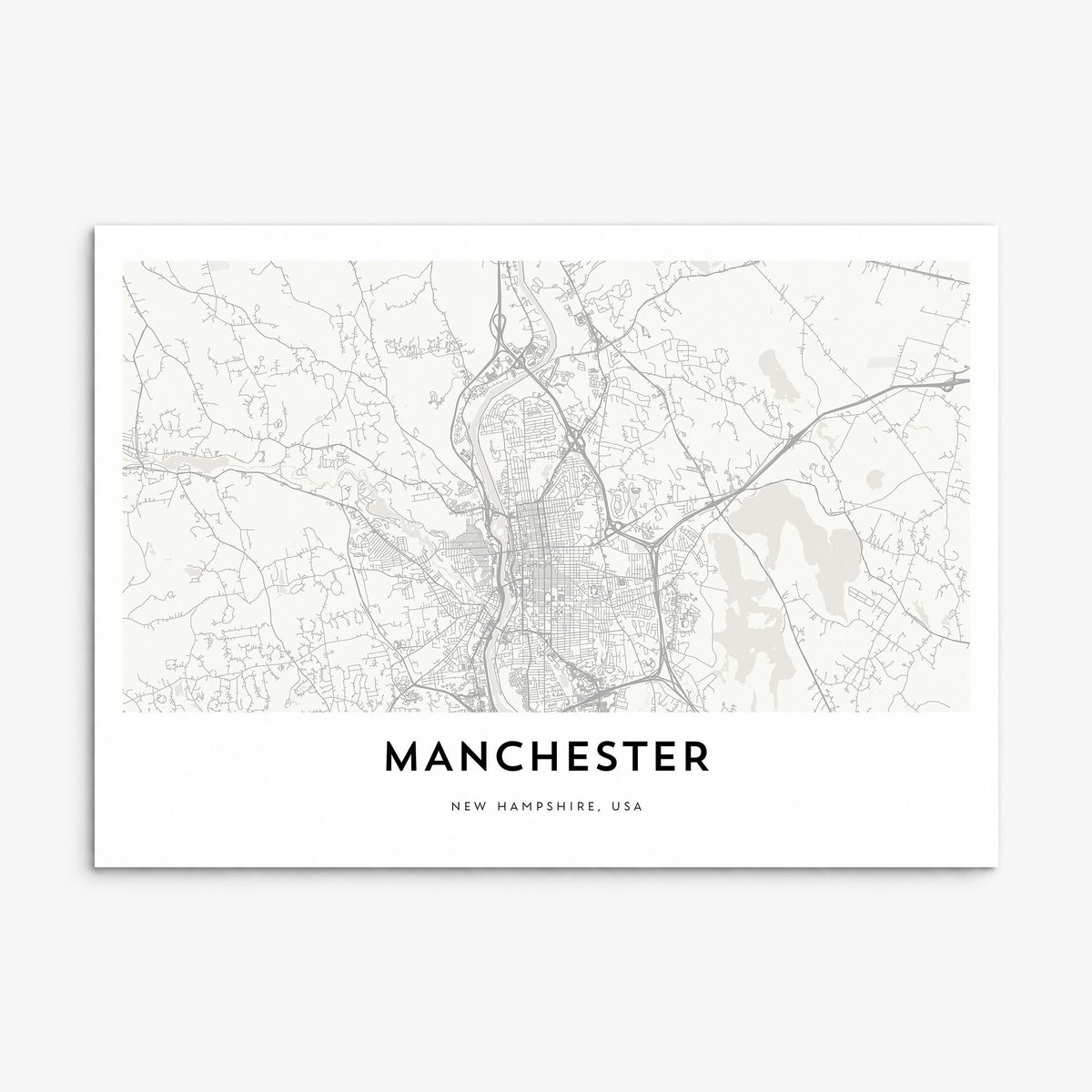 Manchester, New Hampshire Map Poster, print only (unframed)