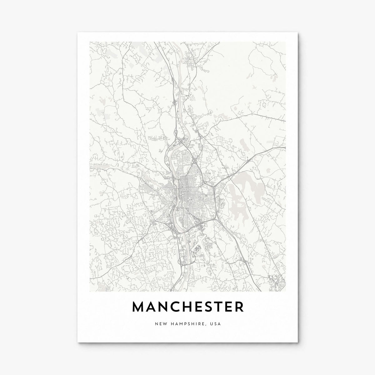 Manchester, New Hampshire Map Poster, print only (unframed)