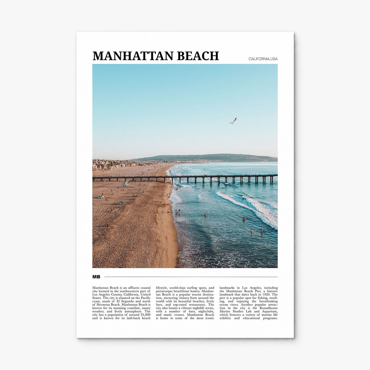 Manhattan Beach Travel Poster, print only (unframed)