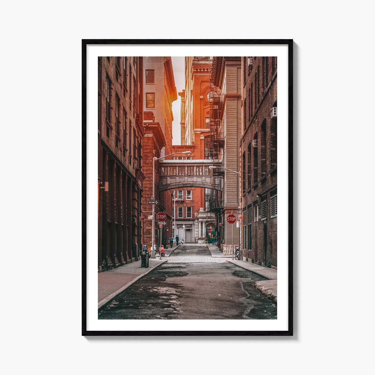Manhattan no. 2 colorful photo poster of New York City, New York – vertical wall art, unframed print shown in interior mockup