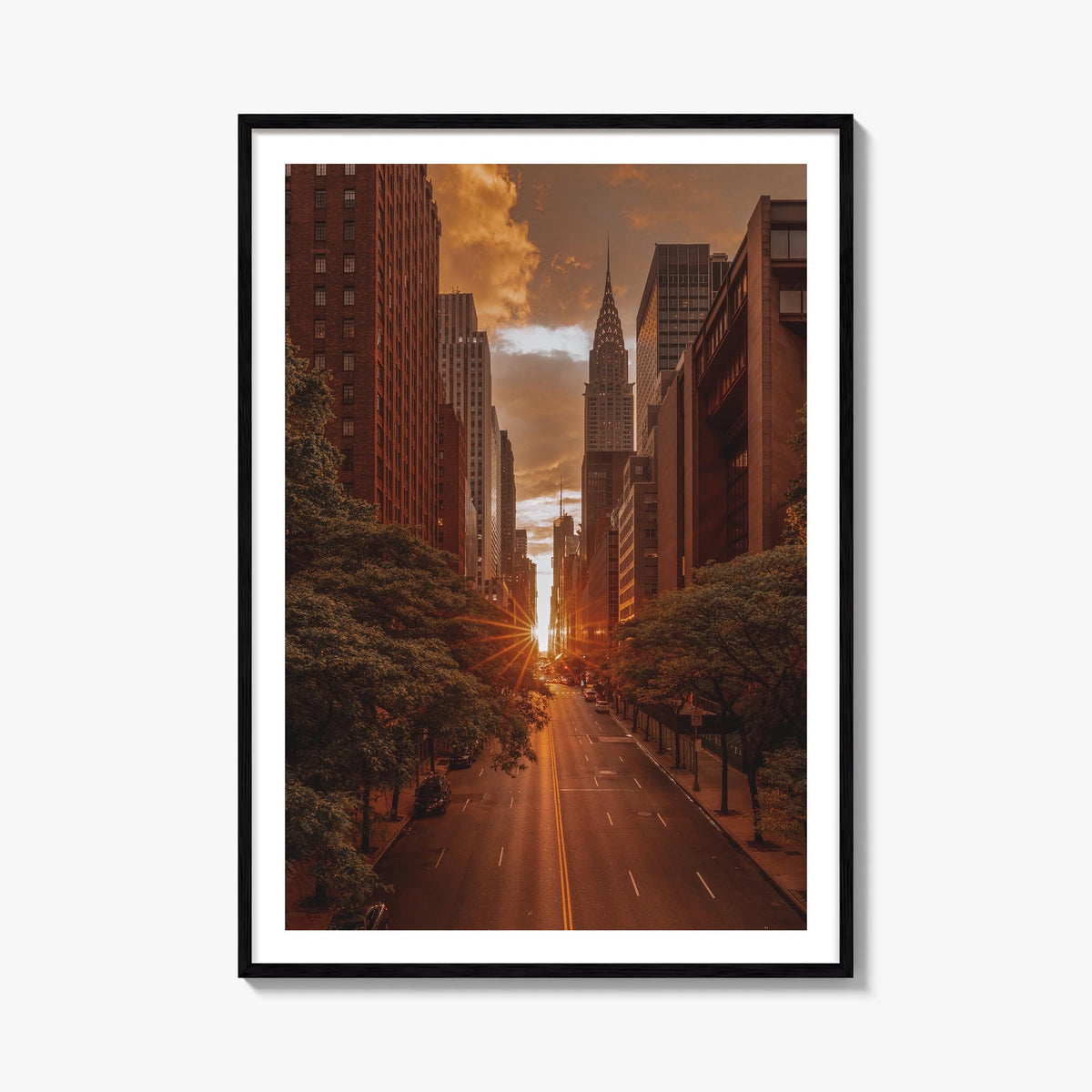 Manhattan no. 3 colorful photo poster of New York City, New York – vertical wall art, unframed print shown in interior mockup
