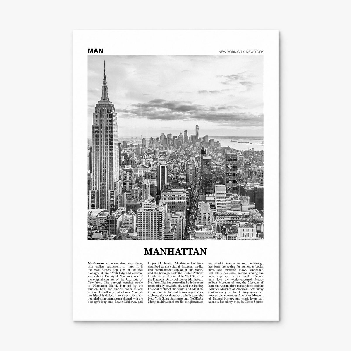 Manhattan Newspaper Poster, print only (unframed)