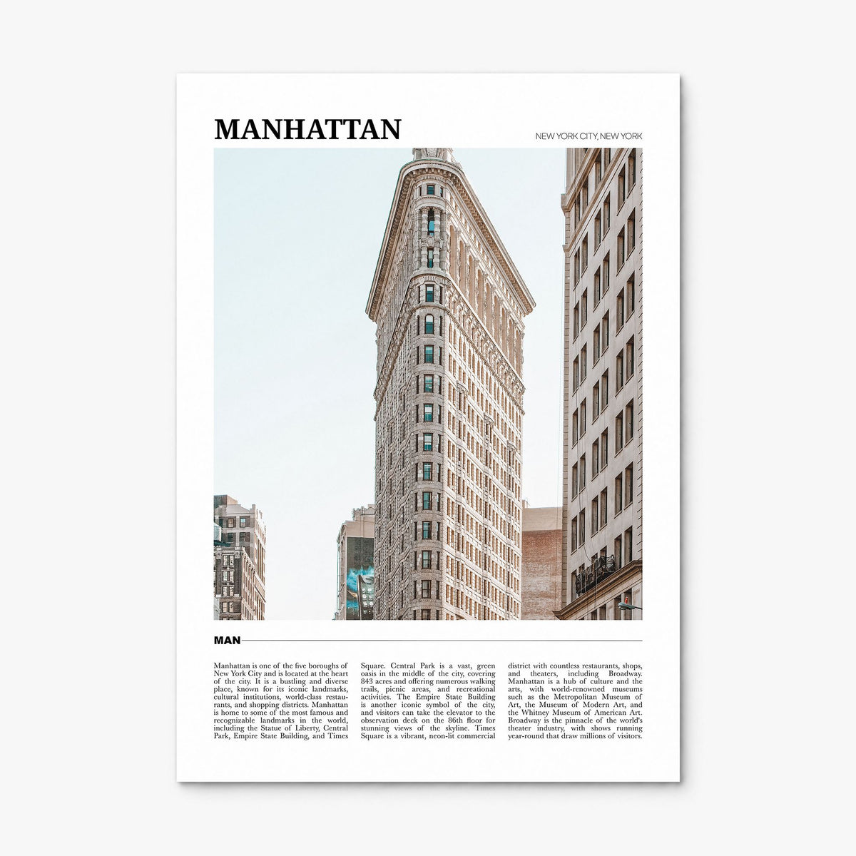 Manhattan Travel Poster, print only (unframed)
