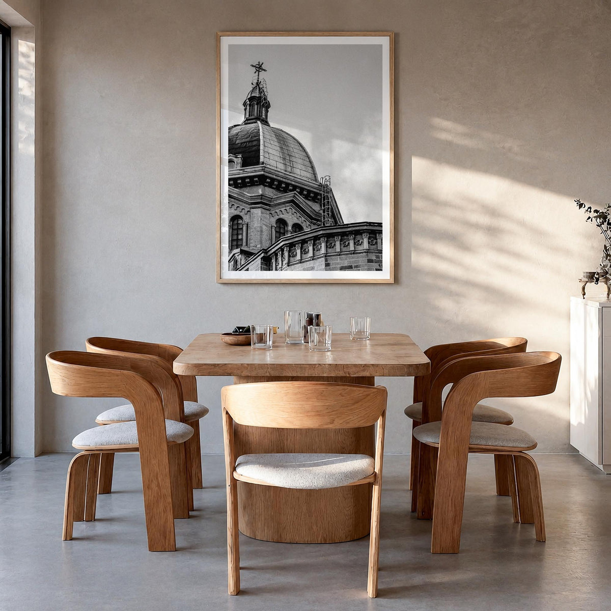 Manila no. 2 black & white photo poster of Philippines – vertical wall art in natural wood frame with white border, hanging o