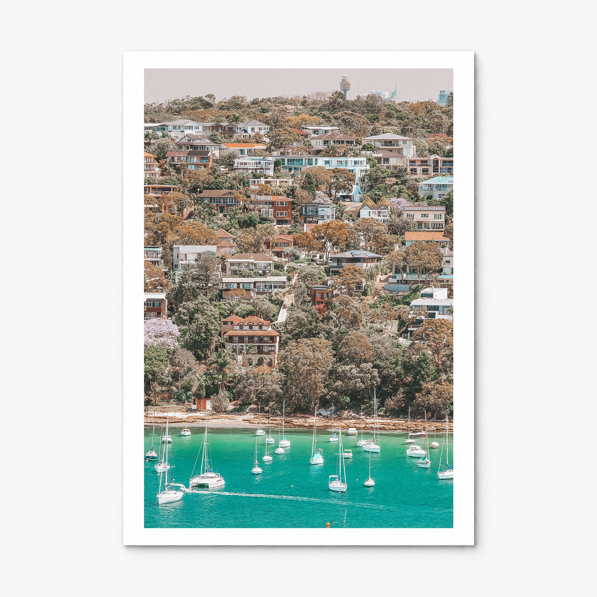 Manly Beach Photo Poster, print only (unframed), white border