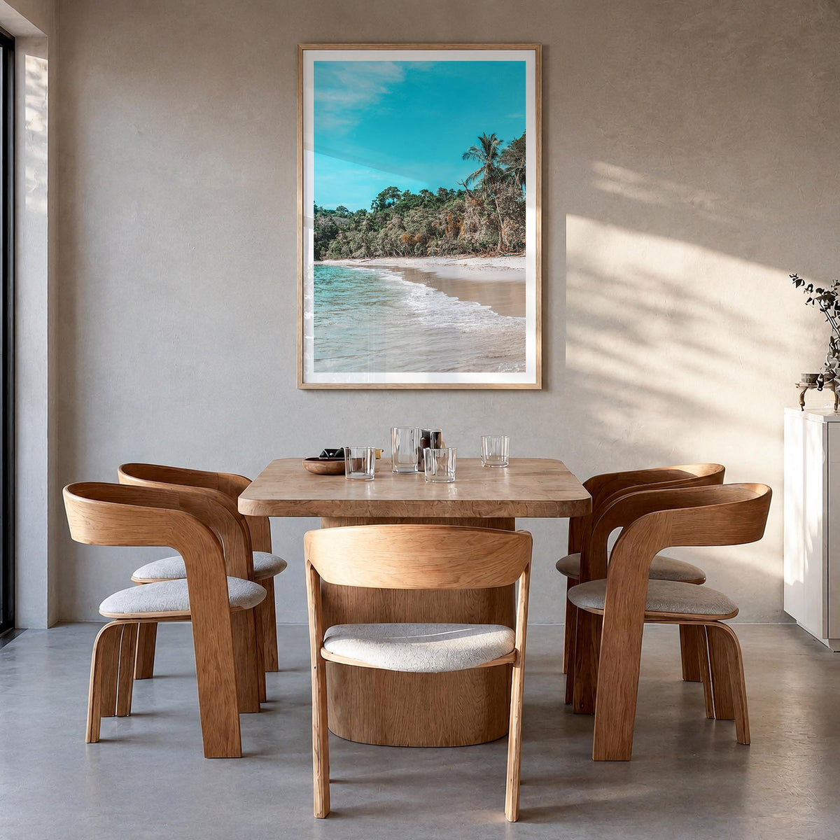 Manuel Antonio National Park colorful photo poster of Costa Rica – vertical wall art in natural wood frame with white border,