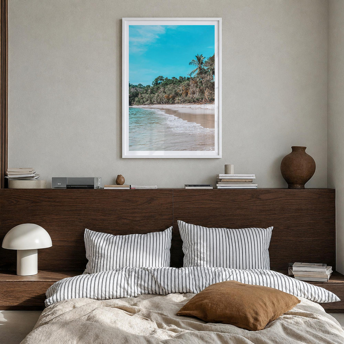 Manuel Antonio National Park colorful photo poster of Costa Rica – vertical wall art in white wood frame with white border, h