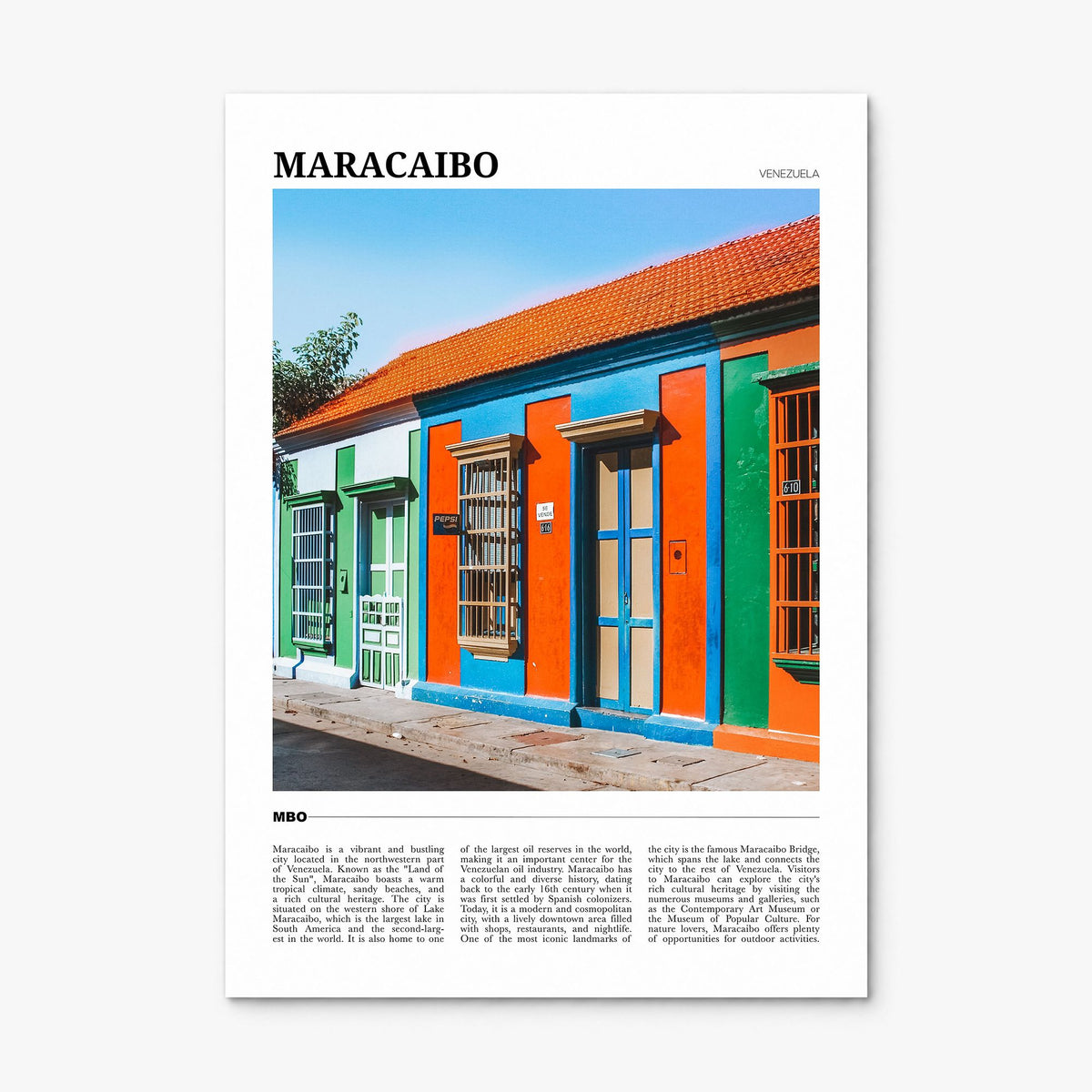 Maracaibo Travel Poster, print only (unframed)