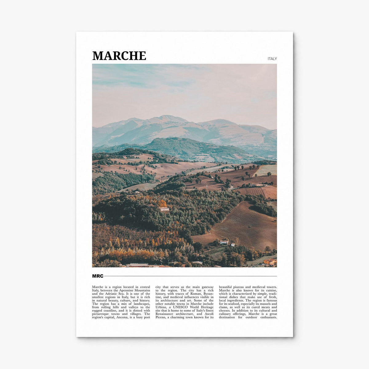 Marche Travel Poster, print only (unframed)