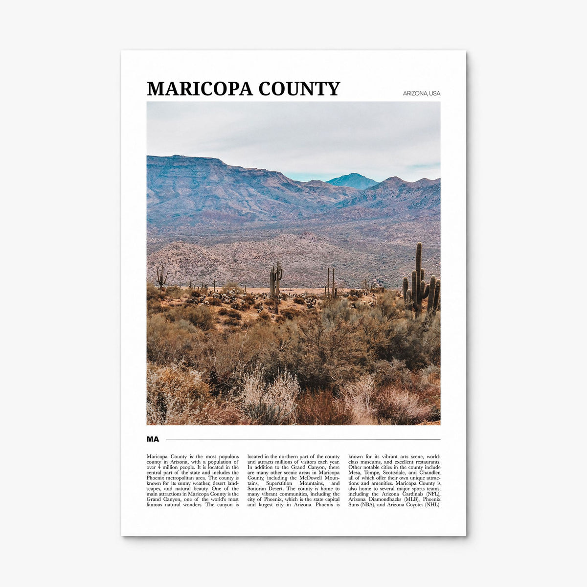 Maricopa County Travel Poster, print only (unframed)