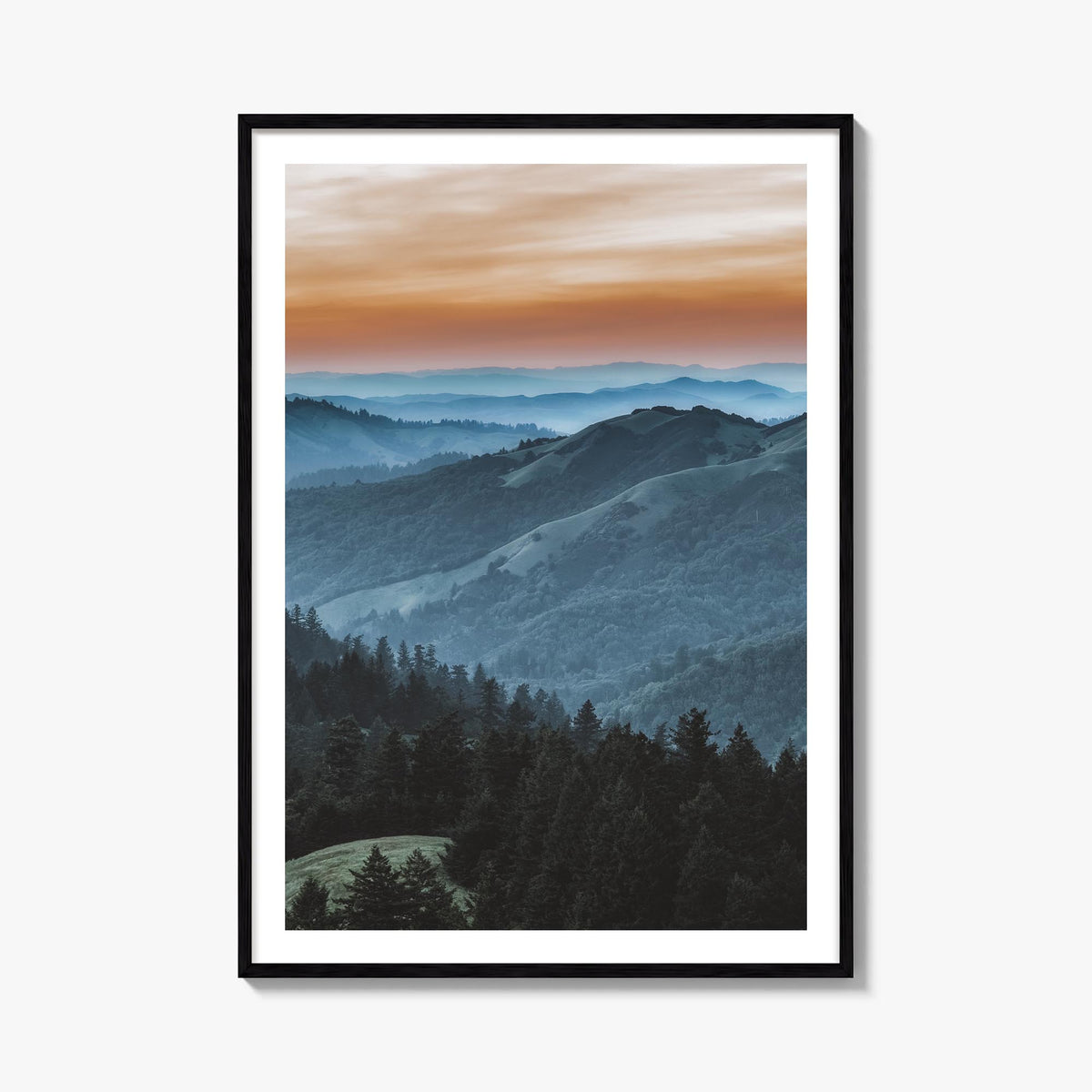 Marin County no. 1 colorful photo poster of California, USA – vertical wall art, unframed print shown in interior mockup