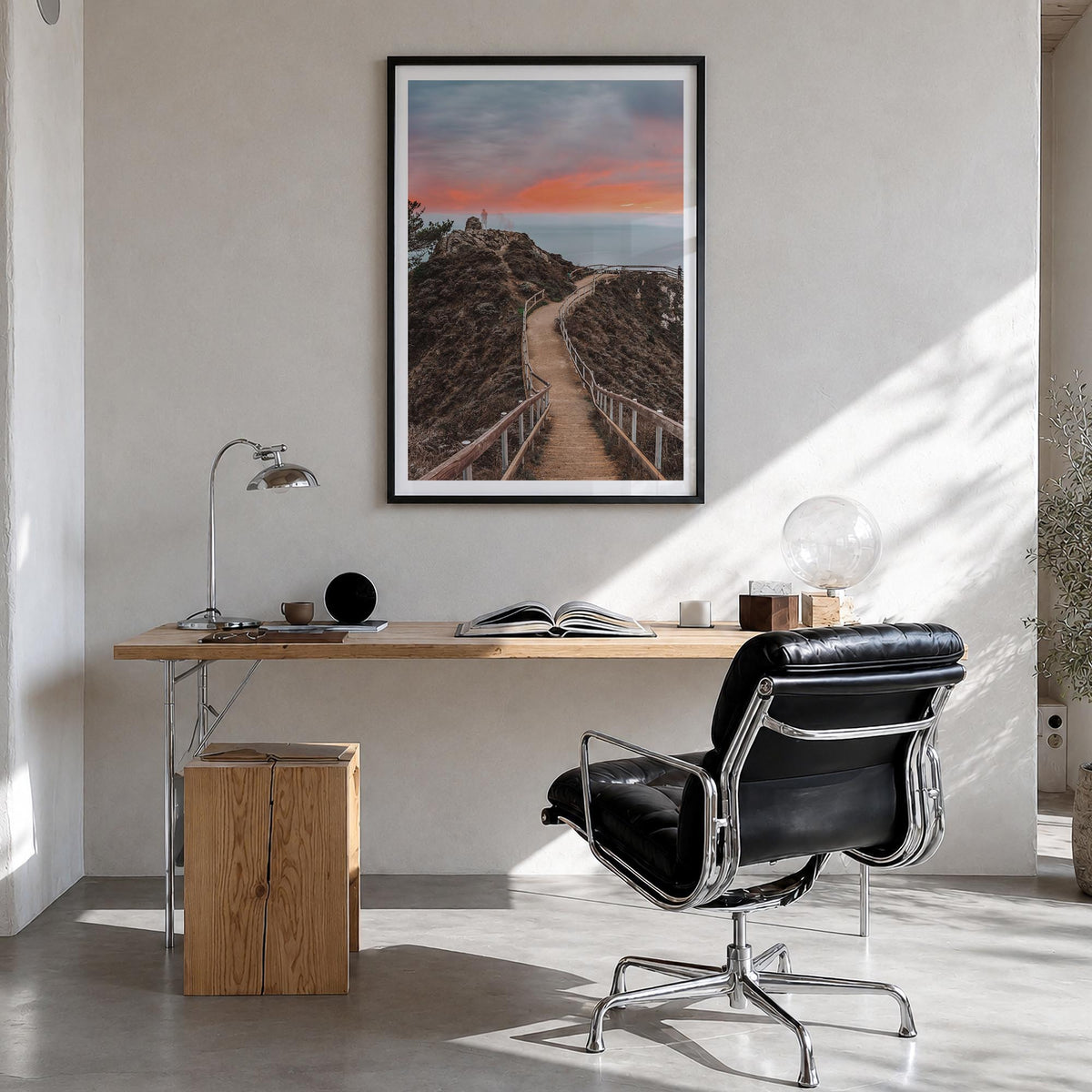 Marin County no. 2 colorful photo poster of California, USA – vertical wall art in black wood frame with white border, hangin