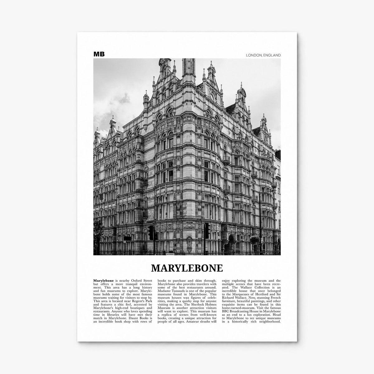 Marylebone Newspaper Poster, print only (unframed)